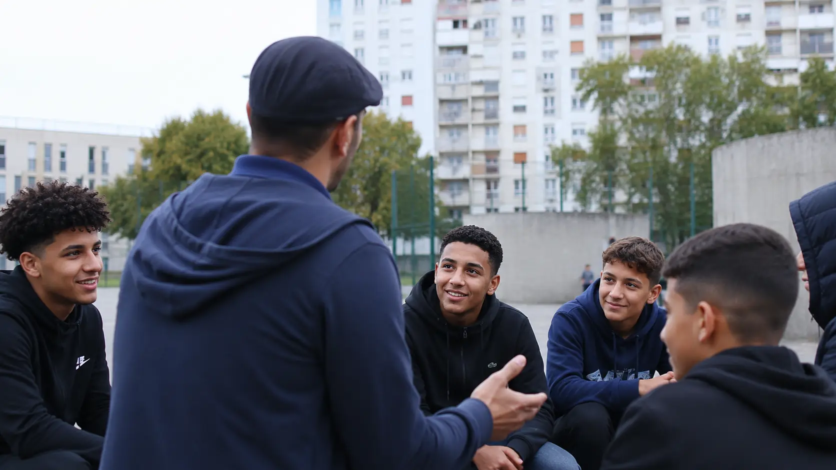 Mohamed Bouadjar en intervention éducative auprès d’un groupe de jeunes